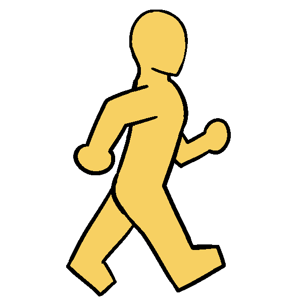 A yellow thin person walking.